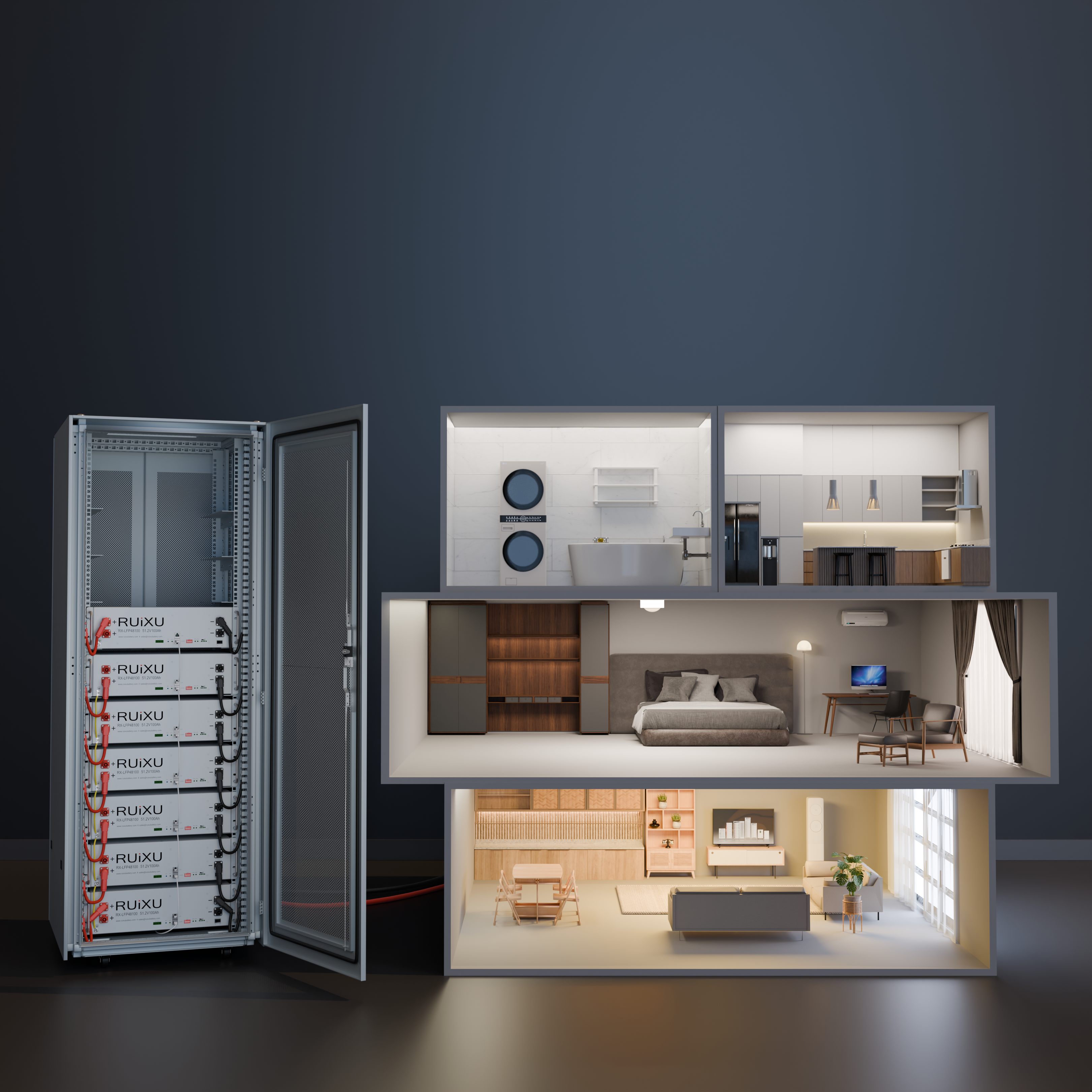 Cargar vídeo: RUiXU RX-LFP48100-H Batería para rack de servidor de 48V 100Ah UL9540A