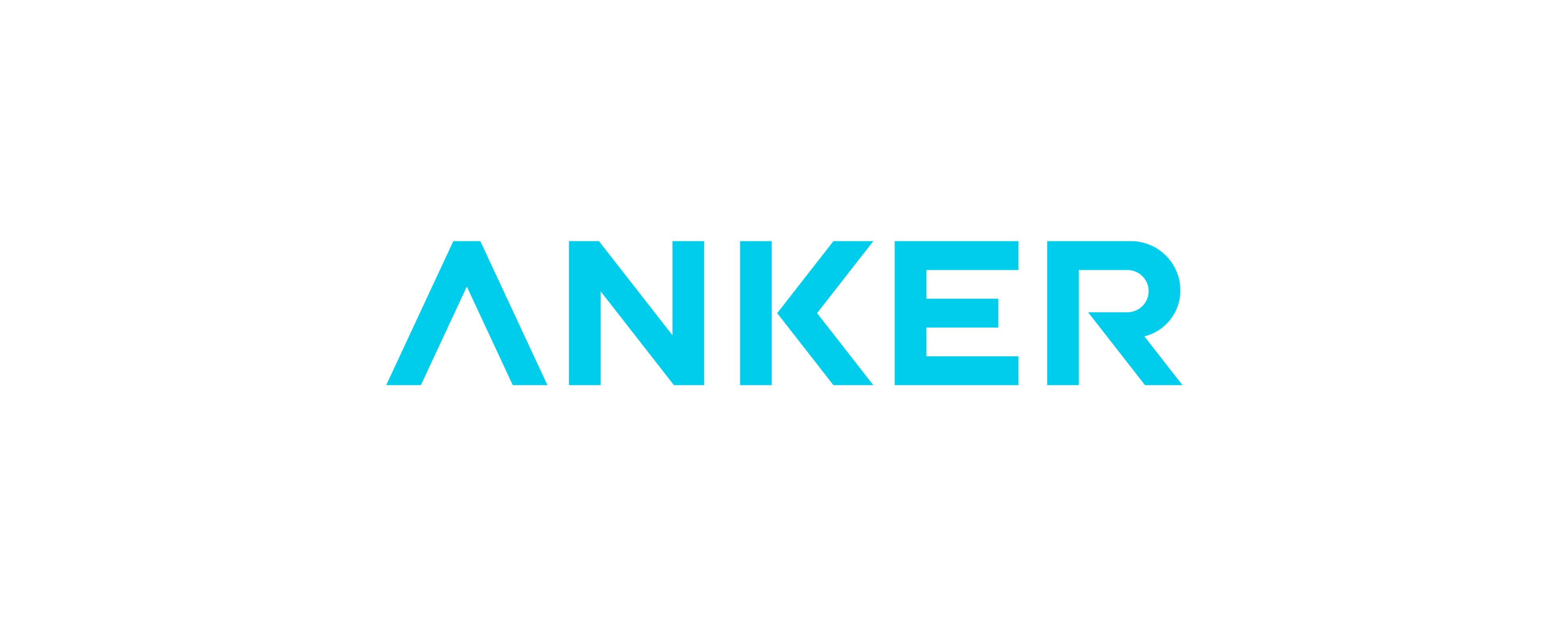 The wordmark 'ANKER' appears in bright cyan-blue lowercase letters centered on a plain white background.
