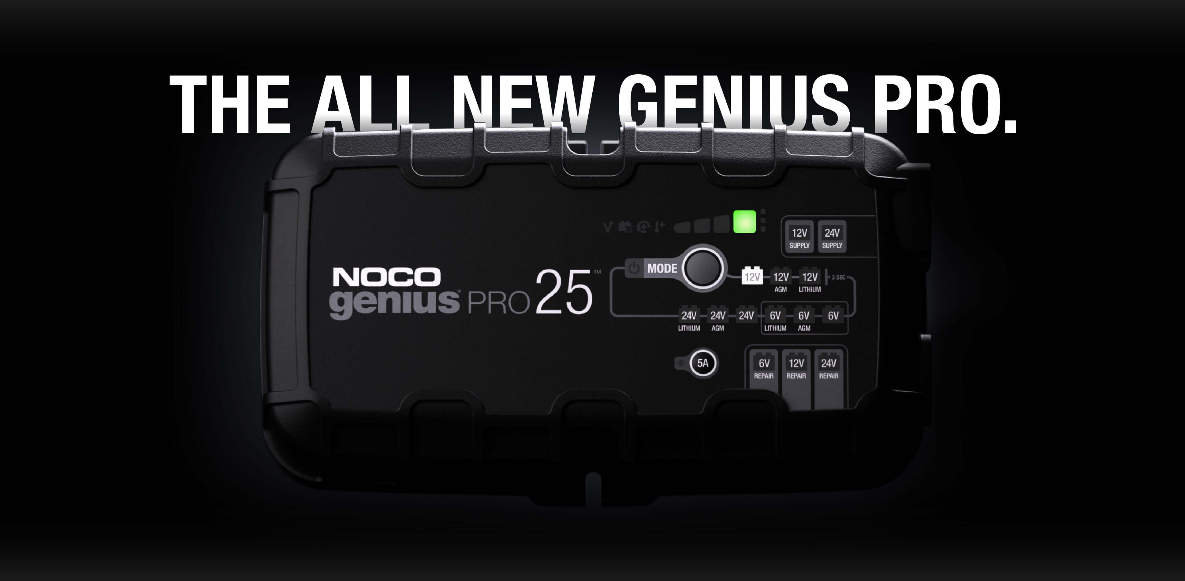 NOCO 25A GENIUSPRO Battery Charger at Cabin Depot, 25-Amp smart charger for automotive and marine batteries, professional quality.