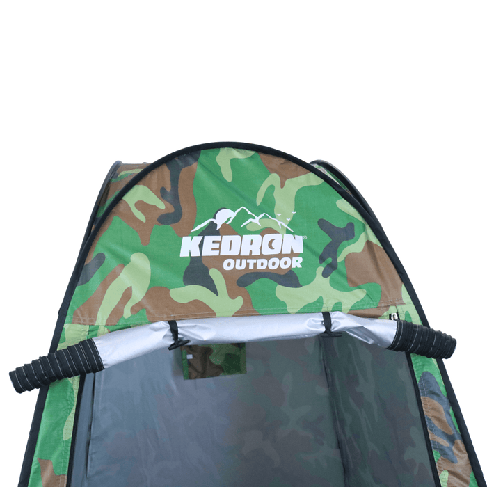 Kedron Outdoor pop up privacy shelter tent with camo design, featuring a window for ventilation.