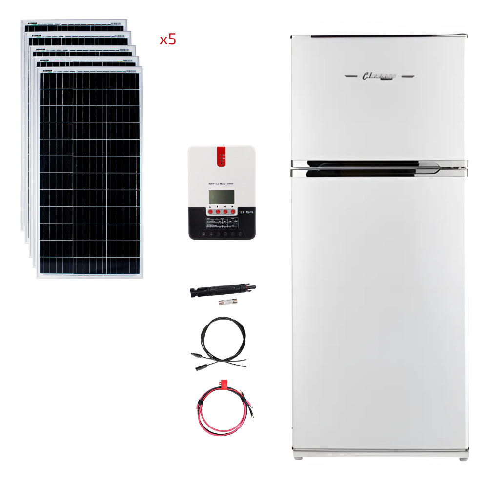 Unique 14 Cu/Ft Classic Retro Solar DC Fridge Stand-Alone Solar Power System
