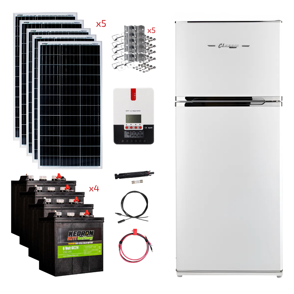 Unique 14 Cu/Ft Classic Retro Solar DC Fridge Stand-Alone Solar Power System