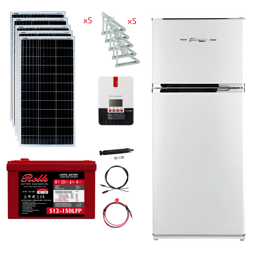 Unique 14 Cu/Ft Classic Retro Solar DC Fridge Stand-Alone Solar Power System