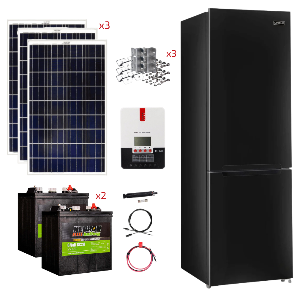 Unique 12 Cu/Ft 325L 12/24 DC Bottom Mount Refrigerator Stand-Alone Solar Power System (système d'alimentation solaire autonome)
