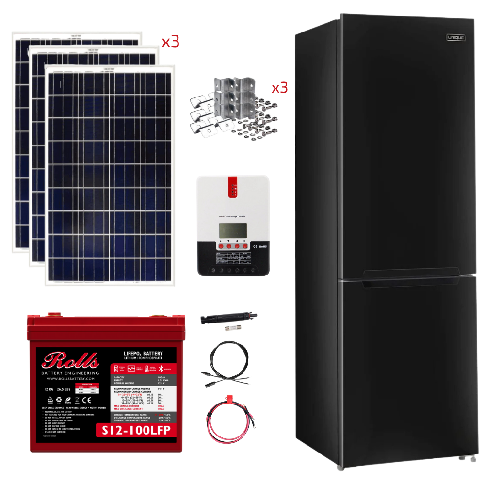 Unique 12 Cu/Ft 325L 12/24 DC Bottom Mount Refrigerator Stand-Alone Solar Power System (système d'alimentation solaire autonome)