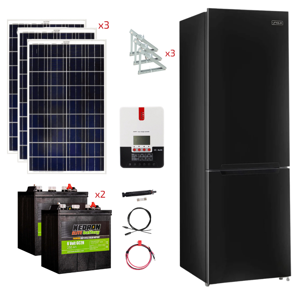 Unique 12 Cu/Ft 325L 12/24 DC Bottom Mount Refrigerator Stand-Alone Solar Power System (système d'alimentation solaire autonome)
