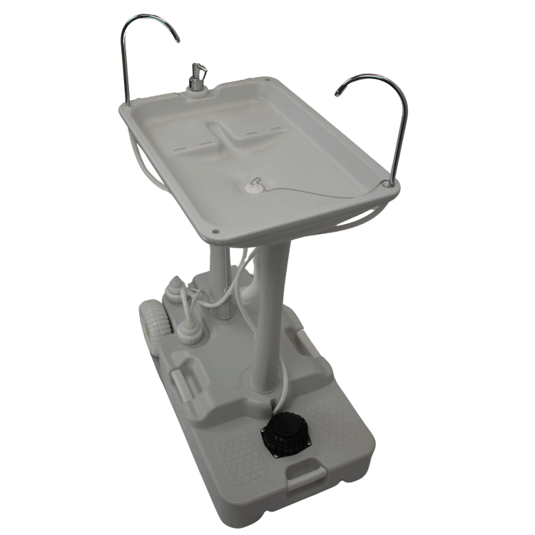 HomeStead Appliance Portable Sink with Dual Faucets, ideal for off-grid use, available at Cabin Depot.