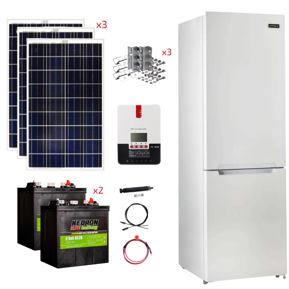 Unique 12 Cu/Ft 325L 12/24 DC Bottom Mount Refrigerator Stand-Alone Solar Power System (système d'alimentation solaire autonome)