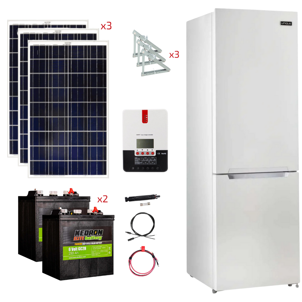 Unique 12 Cu/Ft 325L 12/24 DC Bottom Mount Refrigerator Stand-Alone Solar Power System (système d'alimentation solaire autonome)