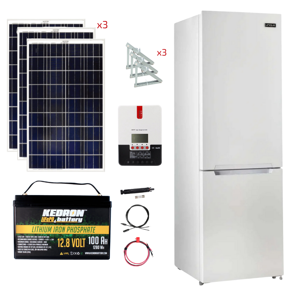 Unique 12 Cu/Ft 325L 12/24 DC Bottom Mount Refrigerator Stand-Alone Solar Power System (système d'alimentation solaire autonome)