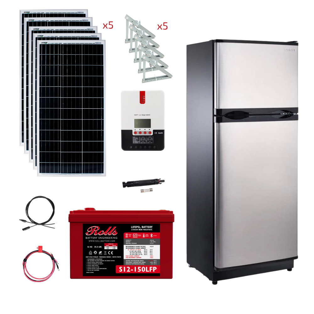 Système d'énergie solaire autonome unique de 10,3 Cu/Ft 12/24V Réfrigérateur solaire à courant continu avec congélateur