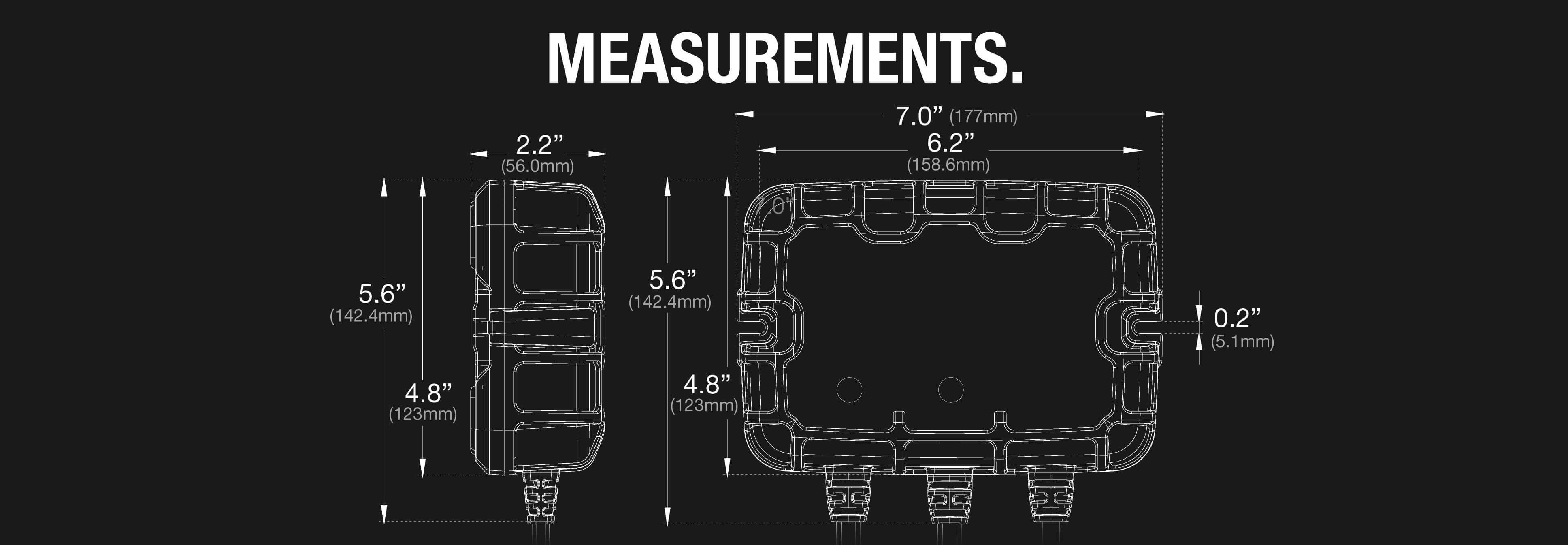 Diagram with measurements for NOCO 10A Onboard Battery Charger GEN5X2. Featuring a compact design, suitable for marine and boat installations.
