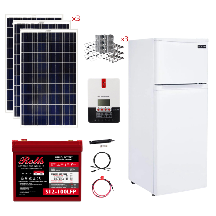 Unique 6 Cu/Ft 12/24V Solar DC Fridge With Freezer Stand-Alone Solar Power System