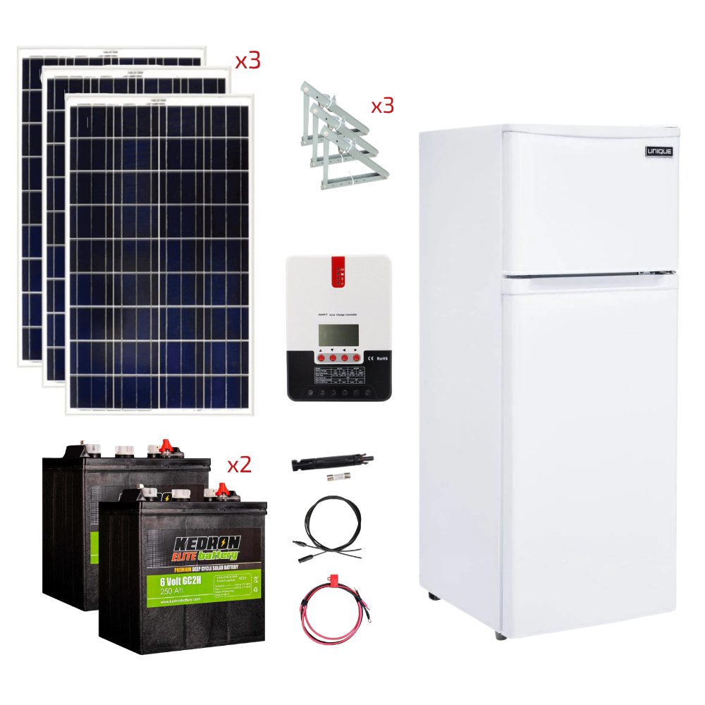 Unique 6 Cu/Ft 12/24V Solar DC Fridge With Freezer Stand-Alone Solar Power System (Système d'énergie solaire autonome de 6 Cu/Ft 12/24V)