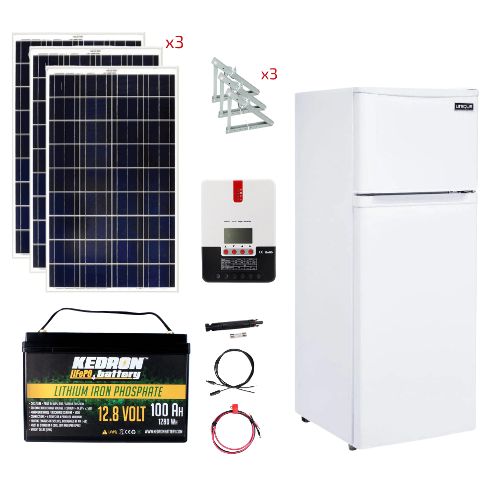 Unique 6 Cu/Ft 12/24V Solar DC Fridge With Freezer Stand-Alone Solar Power System (Système d'énergie solaire autonome de 6 Cu/Ft 12/24V)