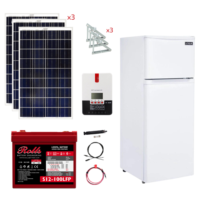 Unique 6 Cu/Ft 12/24V Solar DC Fridge With Freezer Stand-Alone Solar Power System