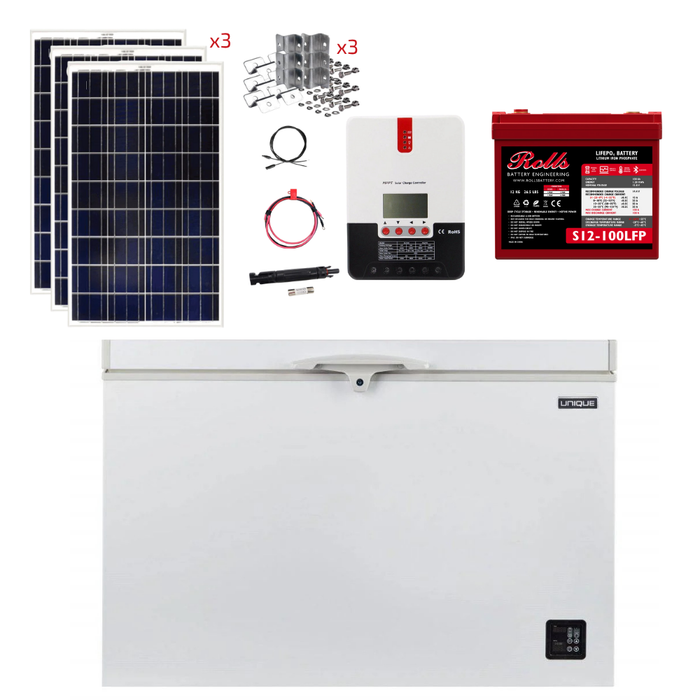 Unique 9 Cu/Ft 265L Solar DC Fridge Stand-Alone Solar Power System