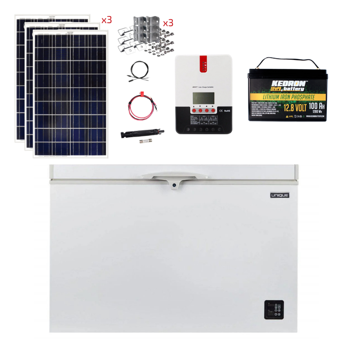 Unique 6 Cu/Ft 12/24V Solar DC Fridge With Freezer Stand-Alone Solar Power System
