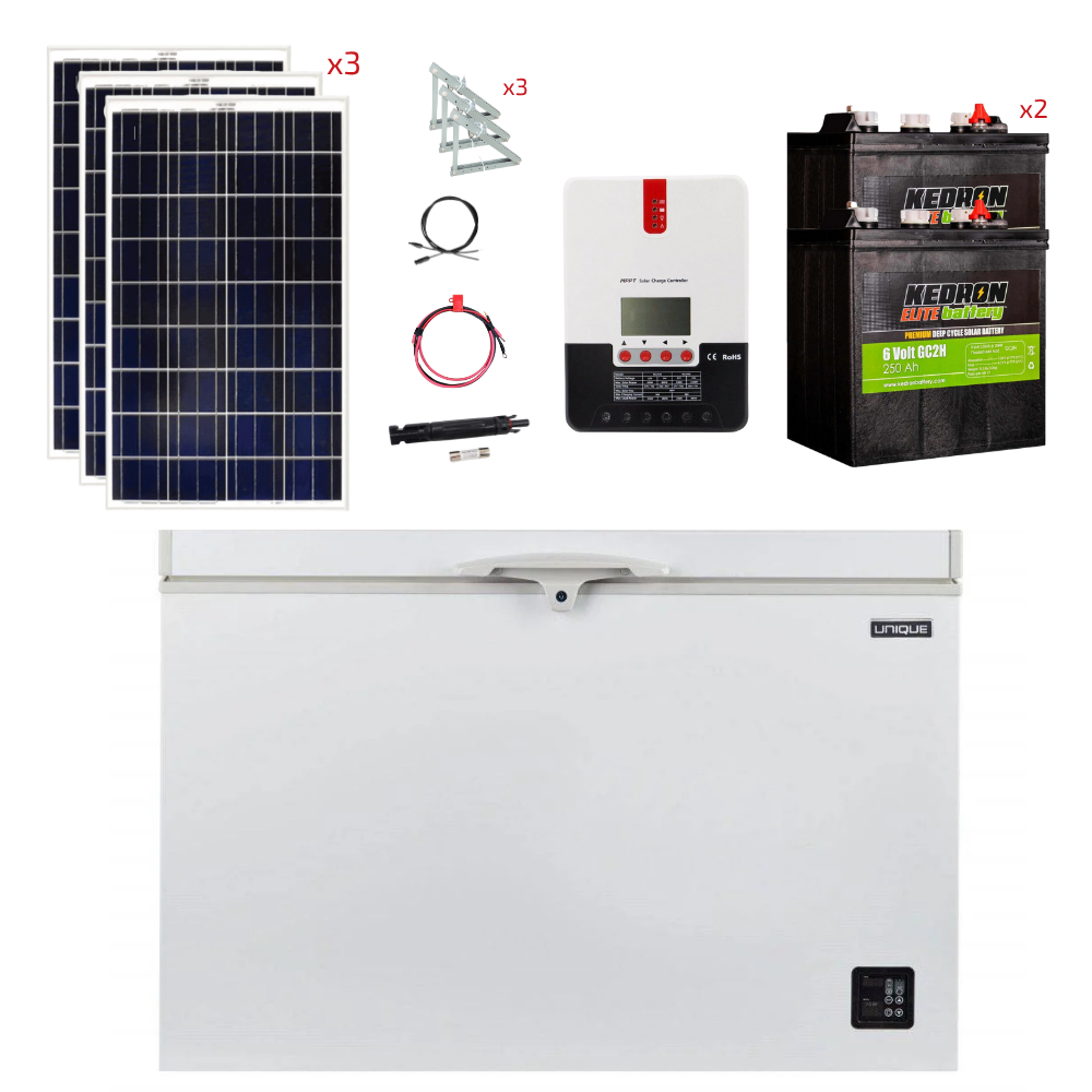 Unique 9 Cu/Ft 265L Solar DC Fridge Stand-Alone Solar Power System (Système d'énergie solaire autonome)