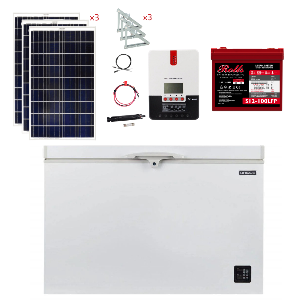 Unique 9 Cu/Ft 265L Solar DC Fridge Stand-Alone Solar Power System (Système d'énergie solaire autonome)