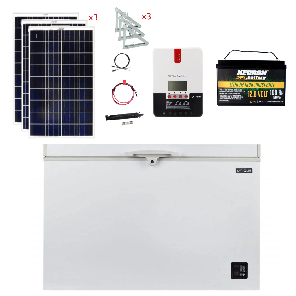 Unique 9 Cu/Ft 265L Solar DC Fridge Stand-Alone Solar Power System (Système d'énergie solaire autonome)
