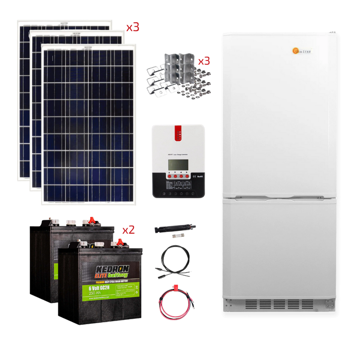 SunStar 10 Cu/Ft Solar DC/AC Refrigerator Stand-Alone Solar Power System