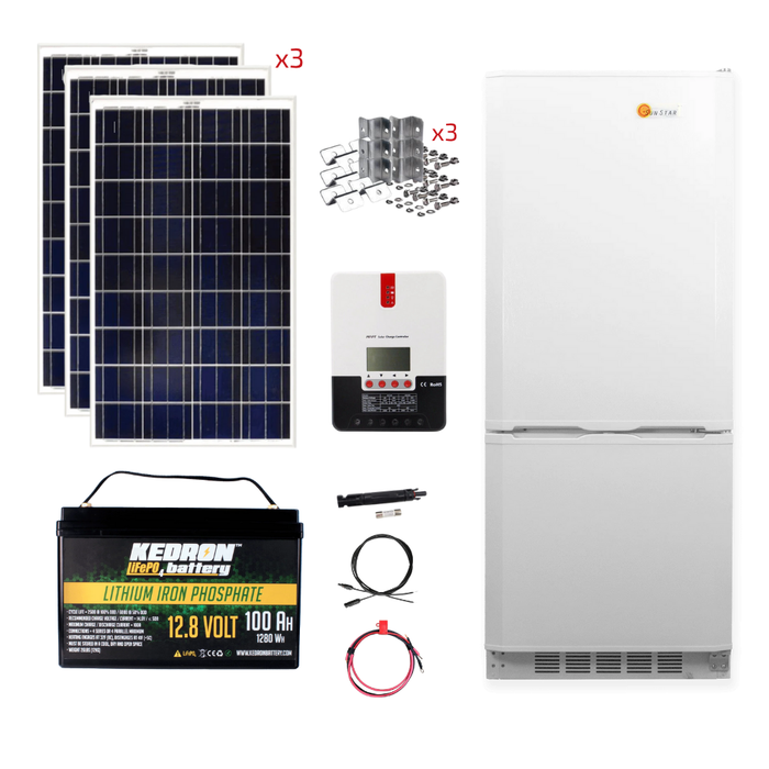 SunStar 10 Cu/Ft Solar DC/AC Refrigerator Stand-Alone Solar Power System