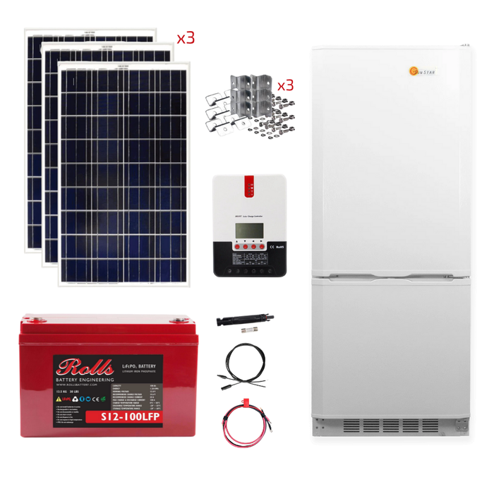 SunStar 10 Cu/Ft Solar DC/AC Refrigerator Stand-Alone Solar Power System