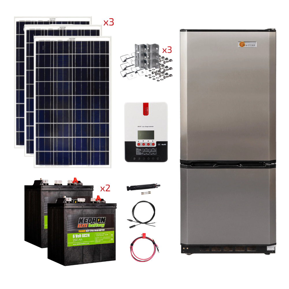 SunStar 10 Cu/Ft Solar DC/AC Refrigerator Stand-Alone Solar Power System