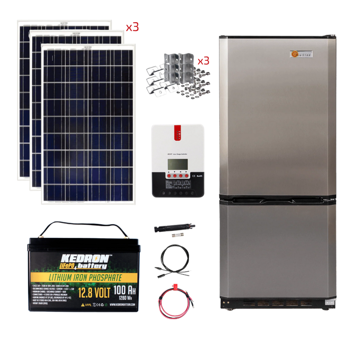 SunStar 10 Cu/Ft Solar DC/AC Refrigerator Stand-Alone Solar Power System