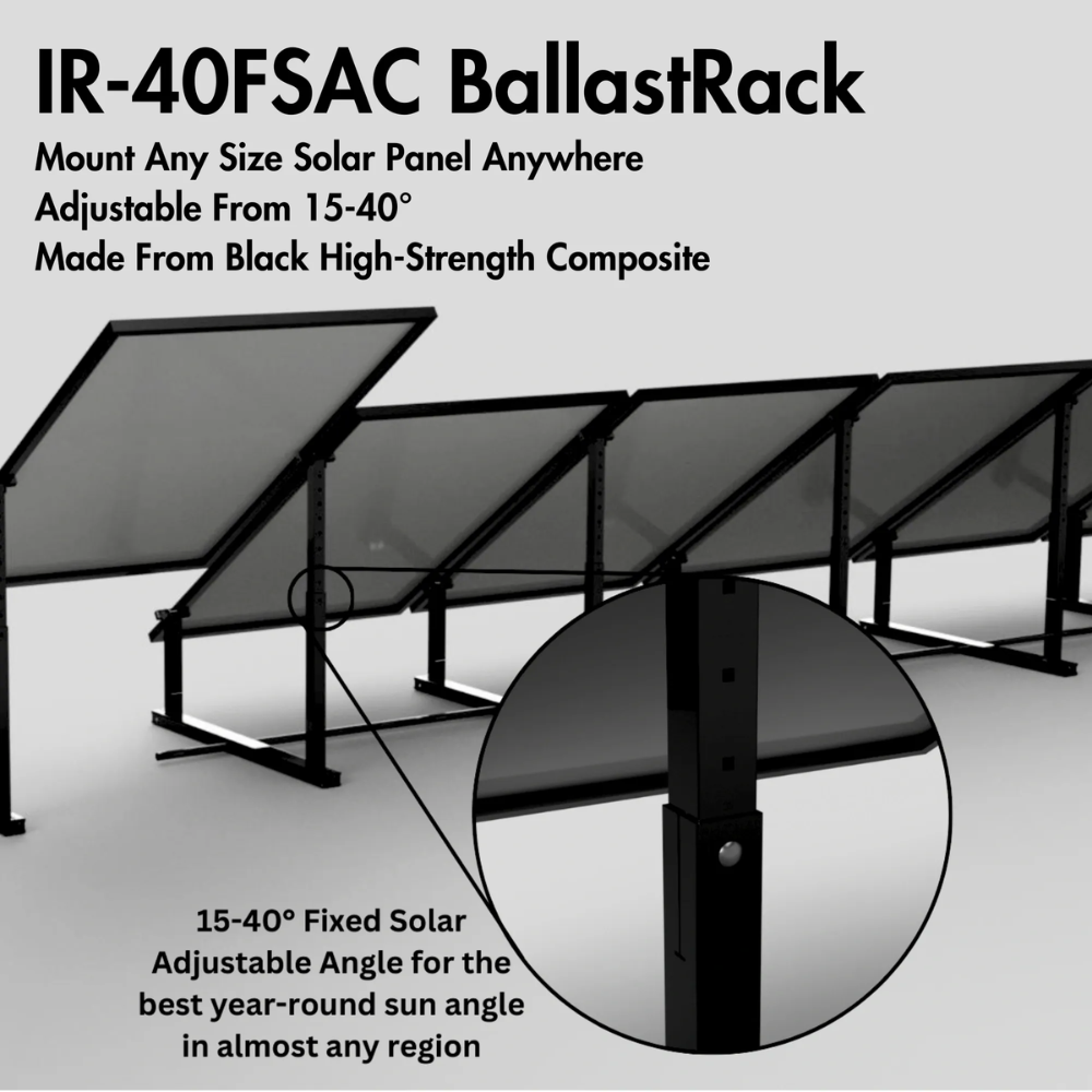 IntegraRack BallastRack Support fixe réglable pour modules solaires - Composite noir