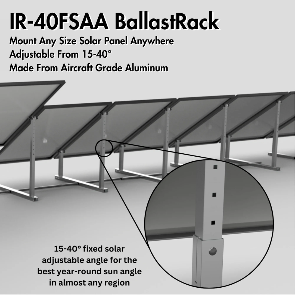 IntegraRack BallastRack Support fixe réglable pour modules solaires - Aluminium