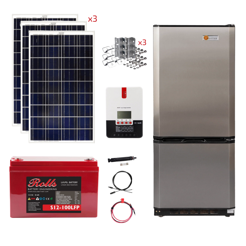 SunStar 10 Cu/Ft Solar DC/AC Refrigerator Stand-Alone Solar Power System