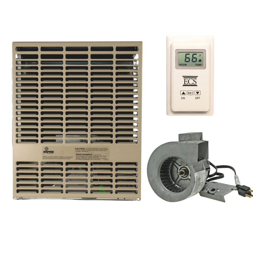 Empire 15,000 BTU Direct Vent Propane Heater, perfect for small spaces, available at Cabin Depot; reliable, cost-effective heating solution.