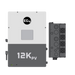 Side and front view of the EG4 12K PV inverter. The front panel is visible, along with a detailed side view showing the ventilation and connection ports
