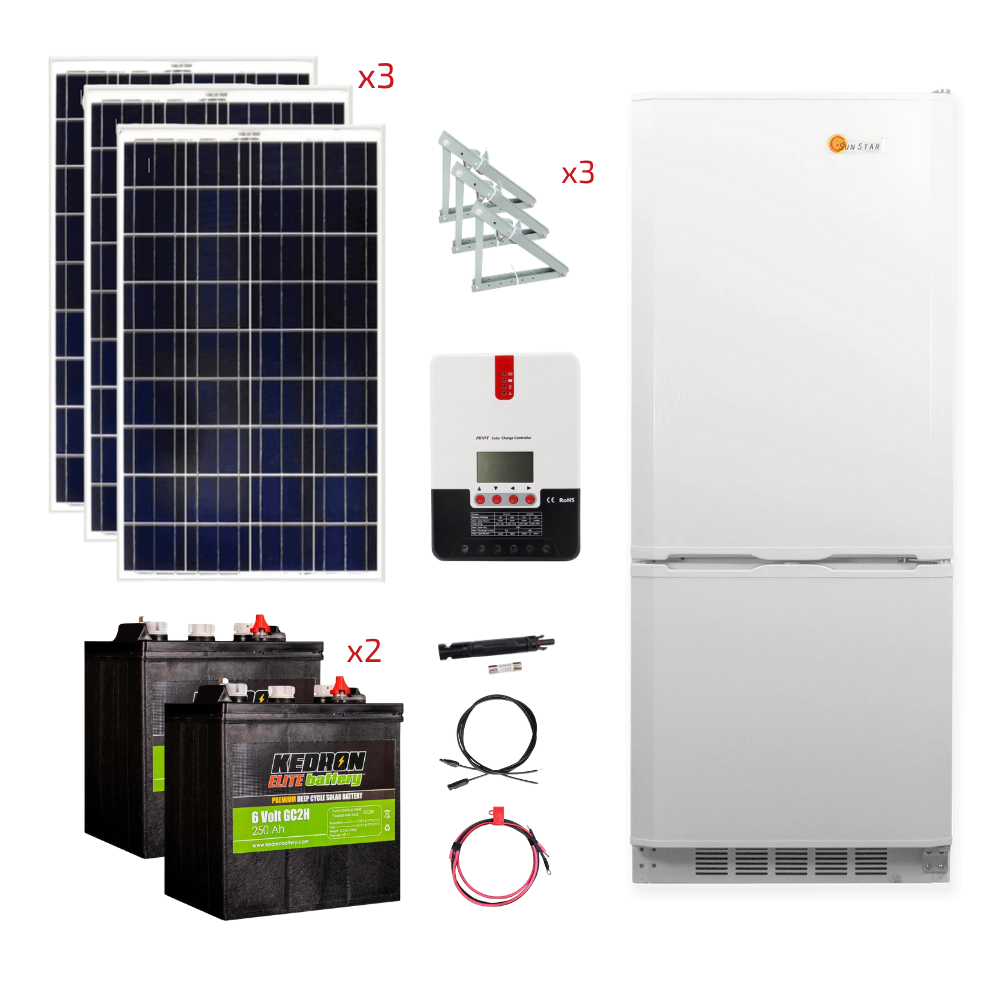 SunStar 10 Cu/Ft Solar DC/AC Refrigerator Stand-Alone Solar Power System