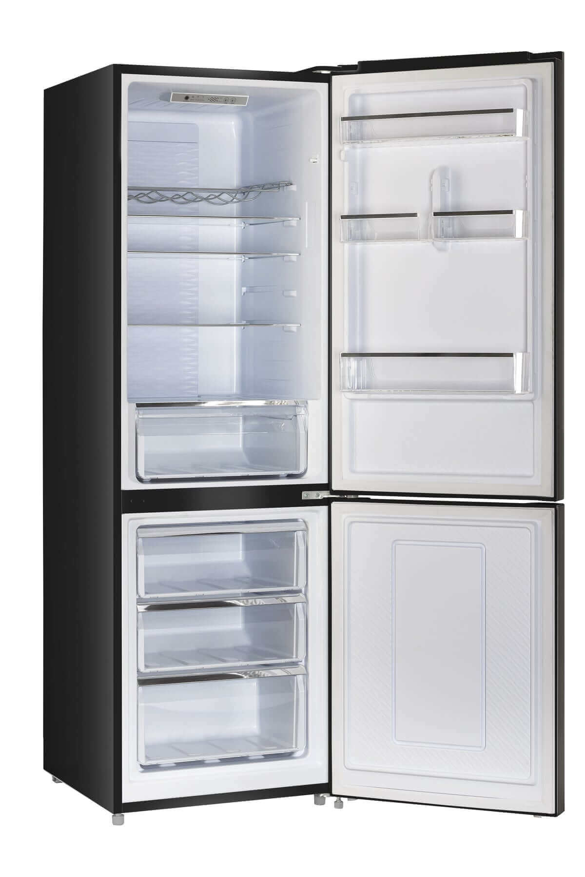 Unique 325L 12/24 DC Bottom Mount Refrigerator by Cabin Depot, energy-efficient with frost-free design and glass shelves for cabins.
