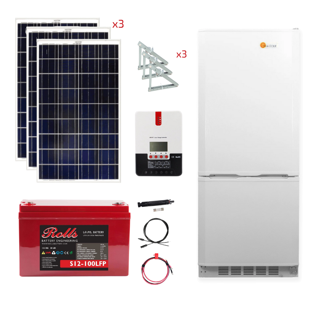 SunStar 10 Cu/Ft Solar DC/AC Refrigerator Stand-Alone Solar Power System