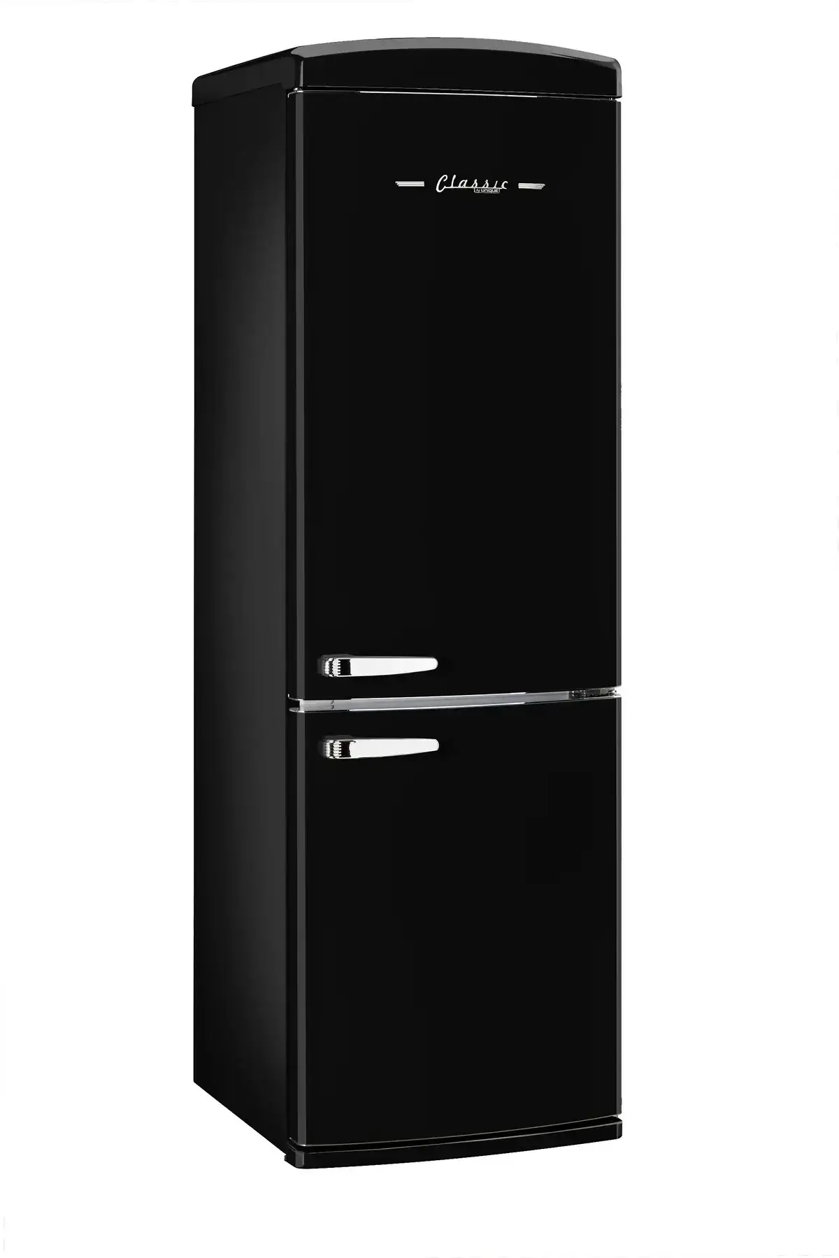 Black Unique 12 Cu/Ft Classic Retro Bottom Mount Refrigerator by Cabin Depot, ENERGY STAR certified, frost-free design