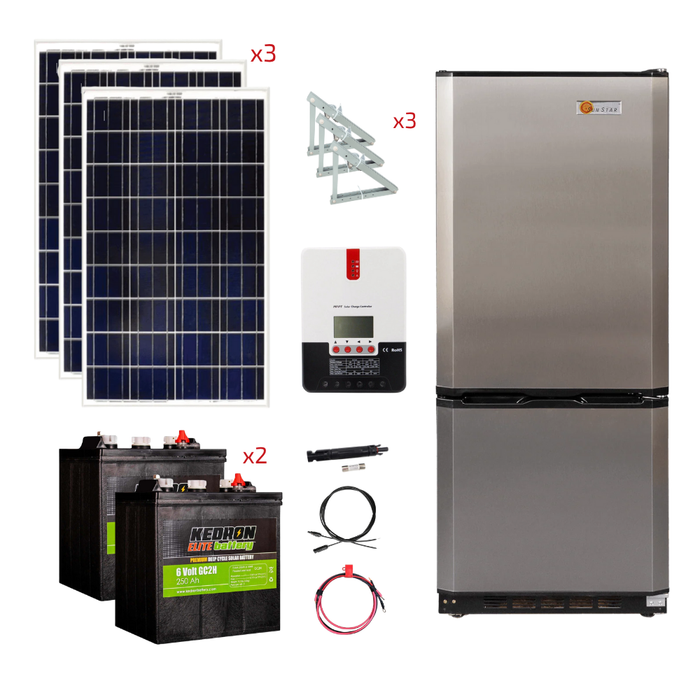 SunStar 10 Cu/Ft Solar DC/AC Refrigerator Stand-Alone Solar Power System