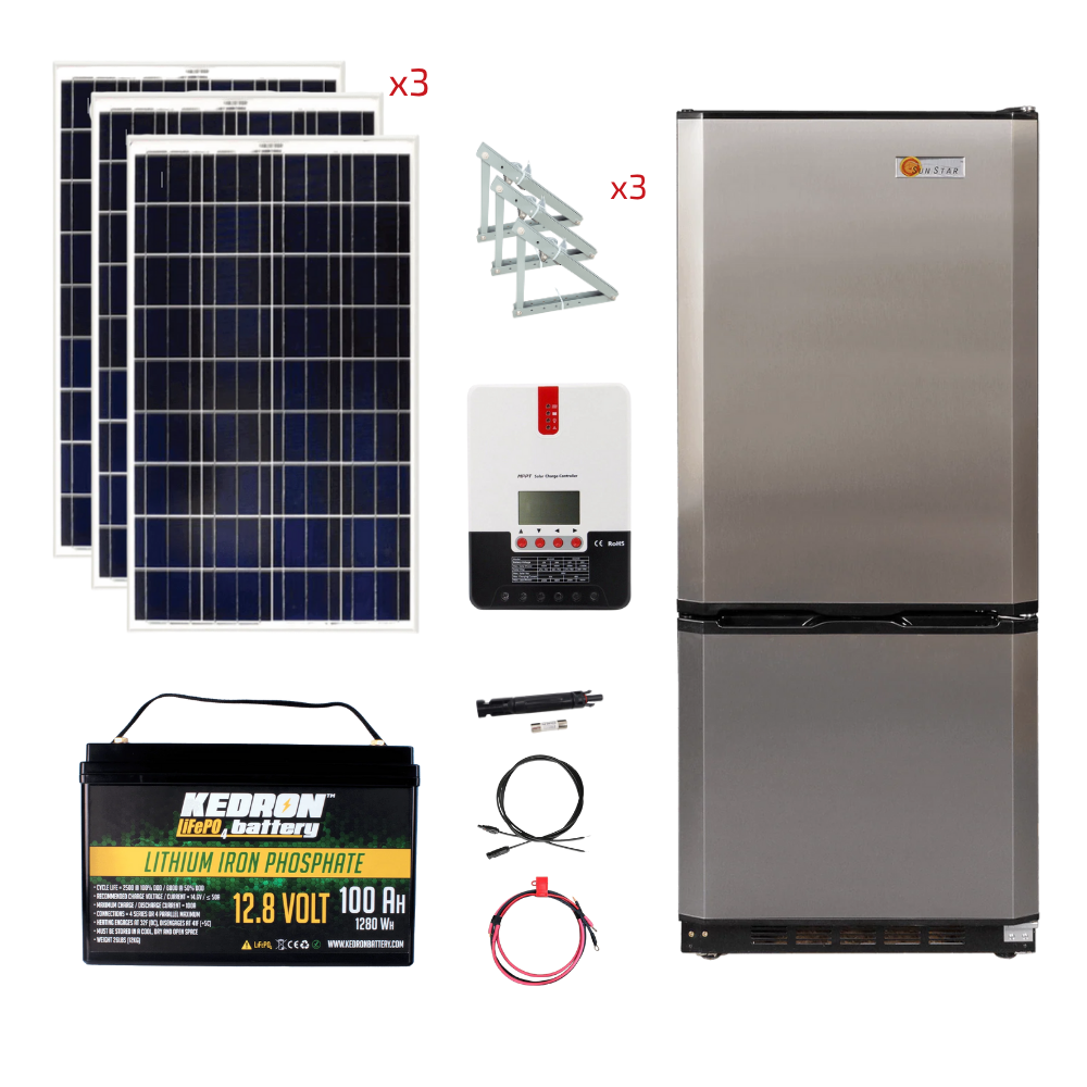 SunStar 10 Cu/Ft Solar DC/AC Refrigerator Stand-Alone Solar Power System