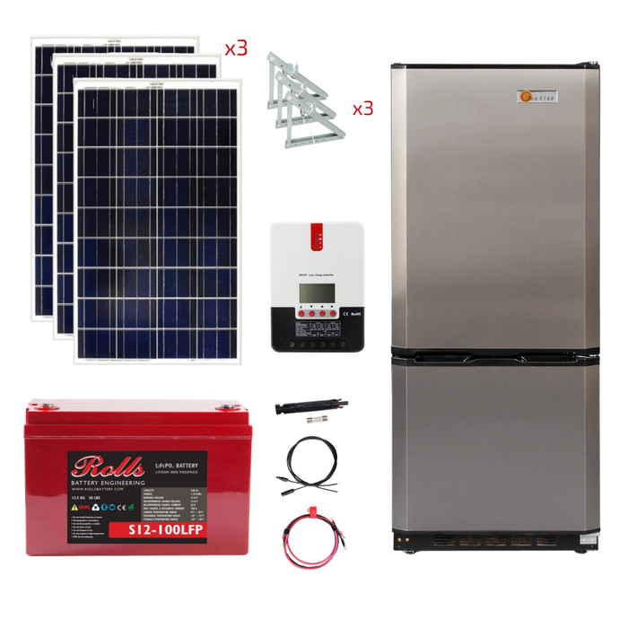 SunStar 10 Cu/Ft Solar DC/AC Refrigerator Stand-Alone Solar Power System