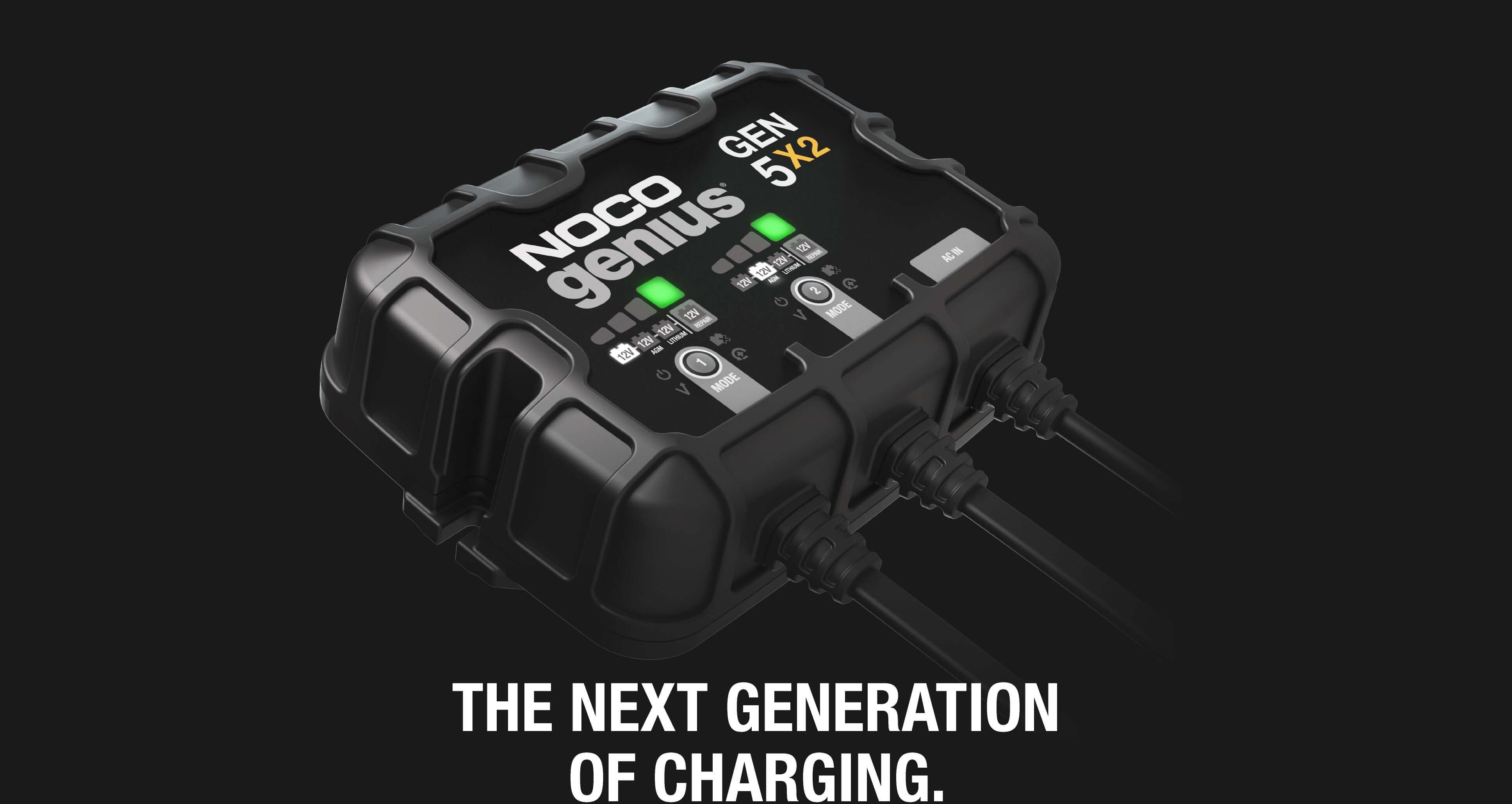 NOCO GEN5X2 2-Bank 10A Battery Charger from Cabin Depot for marine and boat applications.