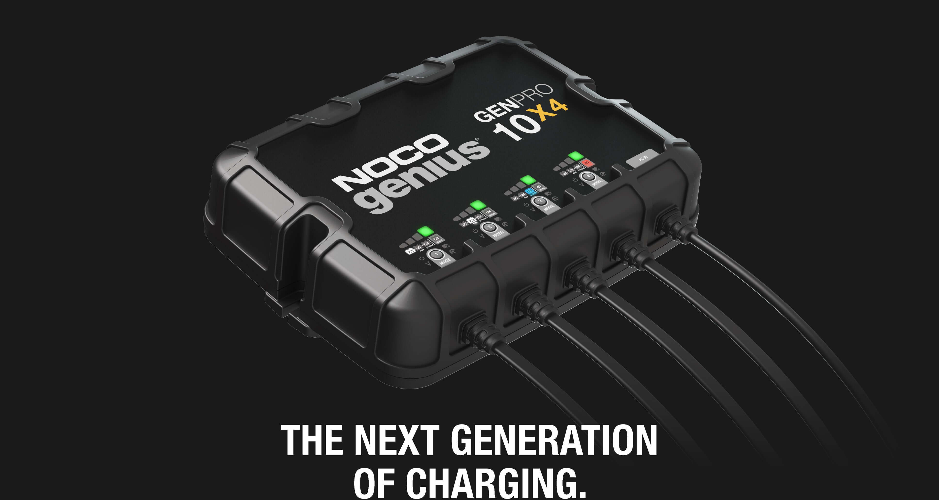 NOCO GENPRO10X4 4-Bank Onboard 40A Battery Charger with advanced charging technology for marine use, available at Cabin Depot.