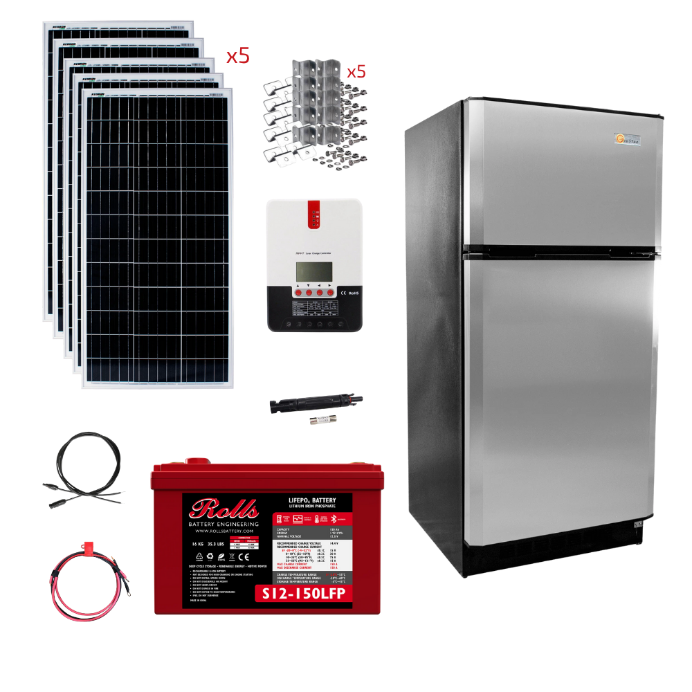 SunStar 16 Cu/Ft Solar DC/AC Refrigerator Stand-Alone Solar Power System
