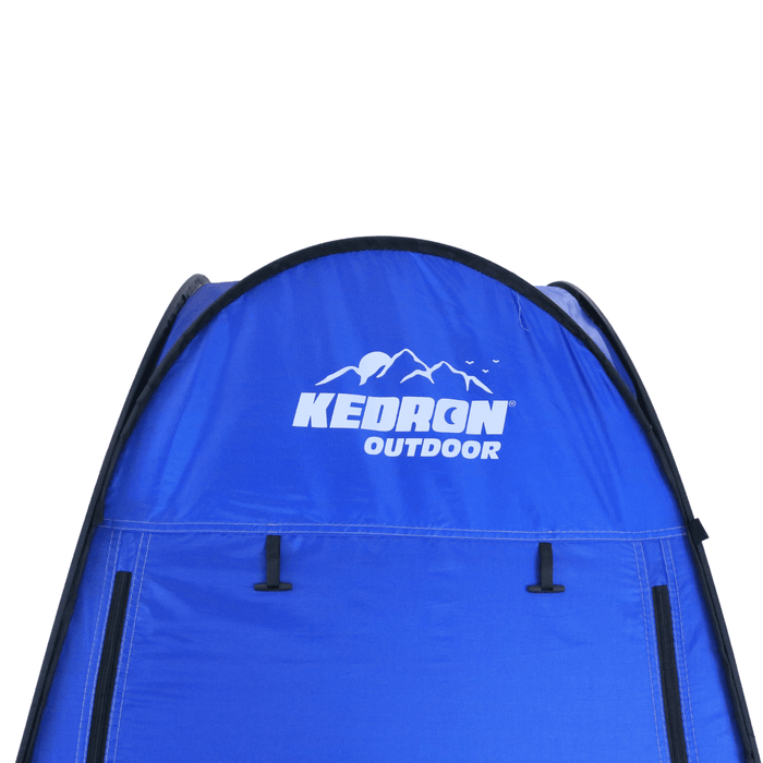 Kedron Pop Up Privacy Shelter Tent in Blue with easy setup for outdoor use, featuring ventilation and shower access.