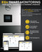 EG4 Smart Monitoring advertisement showing the EG4 hybrid inverter and a variety of devices including a smartphone, tablet, and laptop displaying the monitoring interface. The text highlights features such as remote management, live and historic energy data, fleet management, and iOS, Android, & Desktop access.