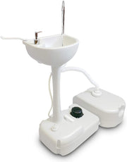 HomeStead Appliance Portable Sink with holding tank for off-grid use, available at Cabin Depot, features foot pedal and reservoir system.