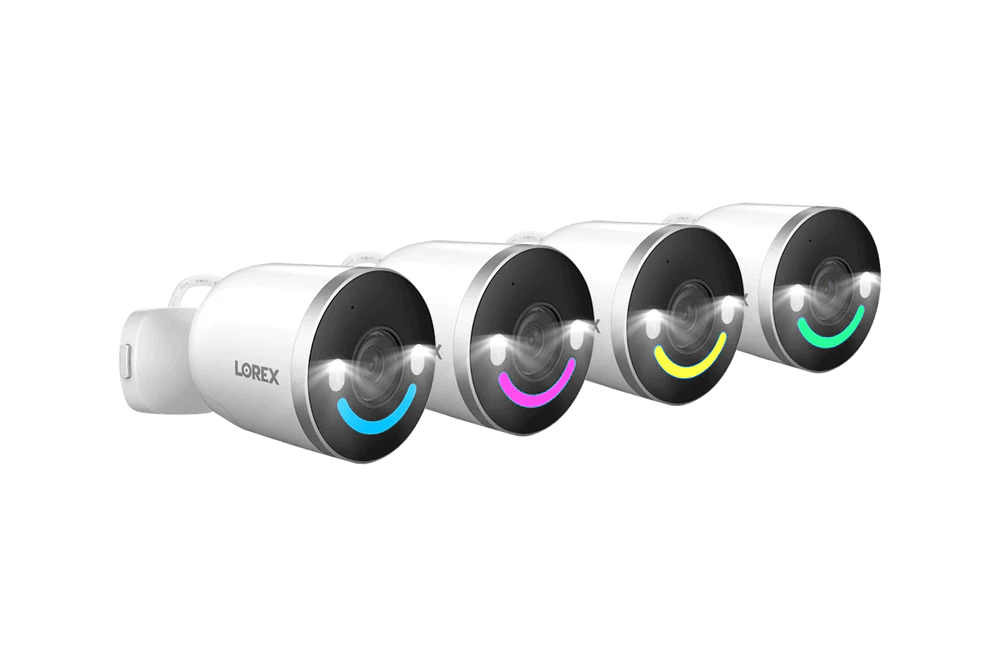 Lorex 4K Spotlight Wi-Fi Cameras from Cabin Depot for indoor/outdoor security, featuring smart alerts, two-way talk, and active deterrence.