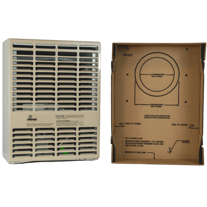 Empire Propane Direct Vent Heater DV210S 10000 Btu with packaging for efficient small space heating.